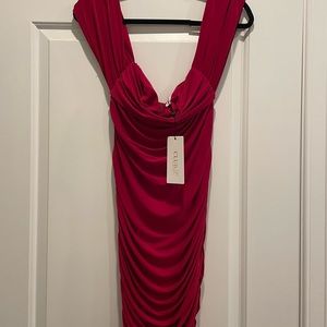 Club L LOST FOR WORDS 
BERRY RUCHED DRAPED MIDAXI DRESS